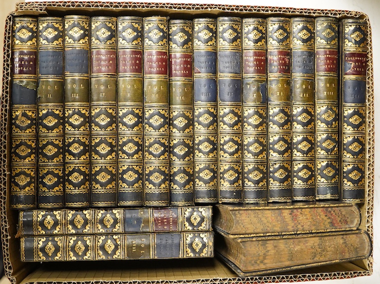 Edgeworth, Maria - Tales and Novels. 18 vols. frontispieces, engraved pictorial and printed titles; old gilt ruled Oxford blue calf, gilt decorated and panelled spines with red labels, marbled edges and e/ps., sm.cr.8vo.